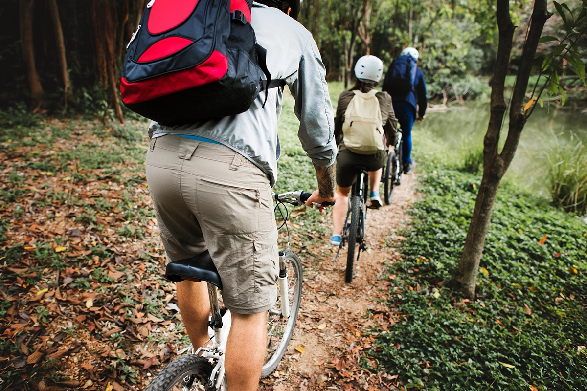 Image of a group cycling