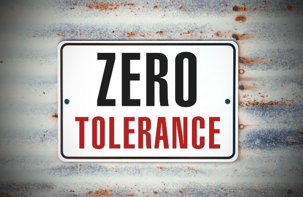 A Zero Tolerance sign